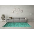 thumbnail image 3 of Ahgly Company Indoor Rectangle Solid Turquoise Blue Modern Area Rugs, 2' x 4', 3 of 4