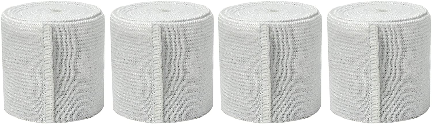 GT USA Organic Cotton Soft Woven White (2' Width, 4 Pack) | Cotton Elastic Bandage Wrap | Latex Free | Hook & Loop Fastener at One End | Hypoallergenic Compression Roll for Sprains & Injurie
