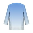 thumbnail image 4 of Xuyuer Women's Holiday Floral Print V-Neck 3/4 Sleeve Casual Loose Shirt, 4 of 5