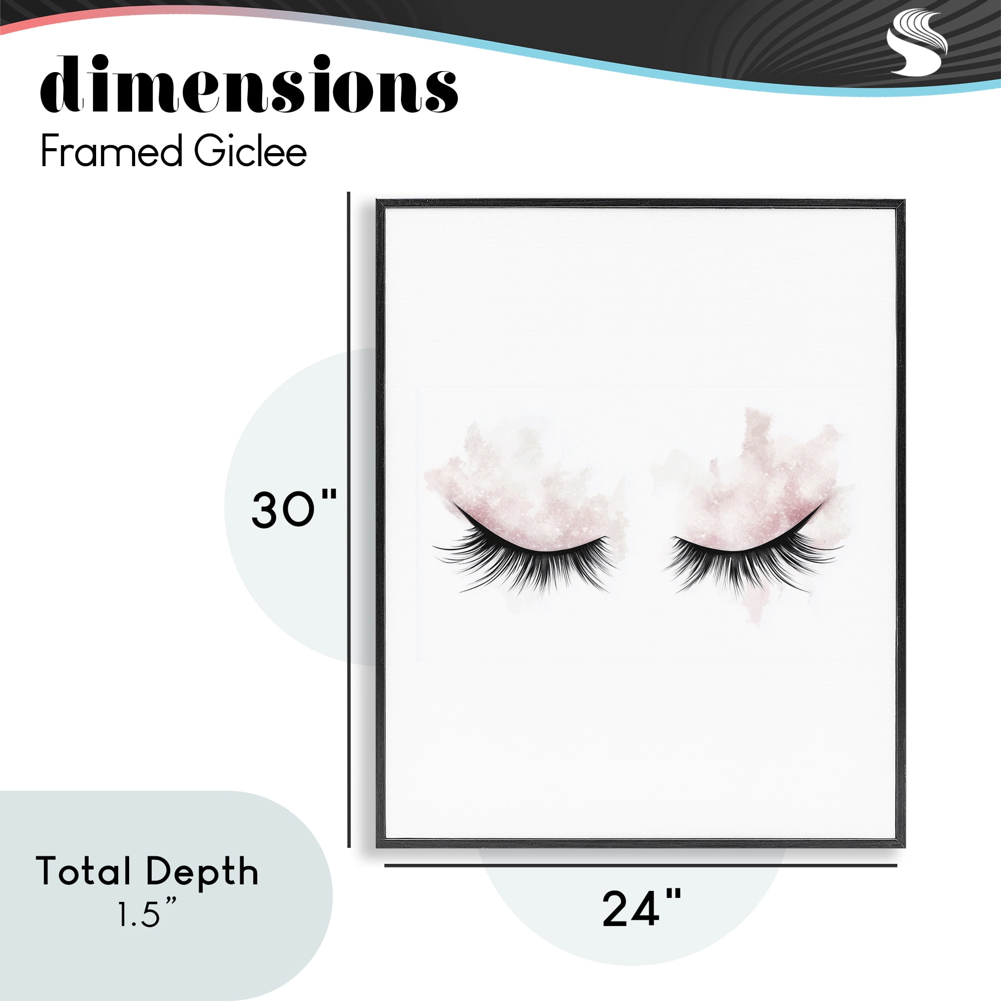 Pastel Pink Makeup & Lashes Black Framed Giclee Art, design by Christine Simpson Art