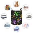 thumbnail image 4 of Pofeuu Mardi Gras Carnival4 Print Laundry Basket Circular Laundry Hamper with Handle Waterproof Oxford Fabric Foldable Dirty Clothes Storage Bucket Gift Storage Basket-Small, 4 of 6