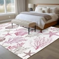 thumbnail image 4 of Pink Coastal Area Rugs 5'x7', Washable Small Throw Rugs for Laundry Room Playroom, Beach Nautical Starfish Coral Seashells Indoor Outdoor Rug Non-Slip Low Pile Carpet Runner Reversible Floor Mats, 4 of 8
