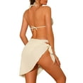thumbnail image 3 of Women's 3 Piece Halter Bikini Sets Hollow Out Mesh Swimsuits with Sarong Cover Ups Beach Skirt Bathing Suit Medium Beige, 3 of 5