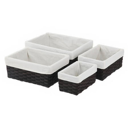 Woven Wood Basket Set, Multiple Colors, 4-Piece Set