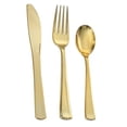 thumbnail image 4 of The Edge Collection Elegant Transparent Blue with Gold Rim Square Dinner Tableware COMBO Set: 20 Servings, 4 of 6
