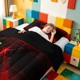 thumbnail image 3 of meiyoeat red Black Light Ombre Twin Comforter Sets,Personalized Monogram K Bedding Set,Black Reversible,2-Piece,1 Comforter and 1 Pillowcase, 3 of 7