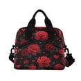 thumbnail image 2 of Insulated Crossbody Lunch Bag 10L Lunch Tote with Adjustable Shoulder Strap for Work Office Picnic Red Roses and Hearts Pattern, 2 of 6