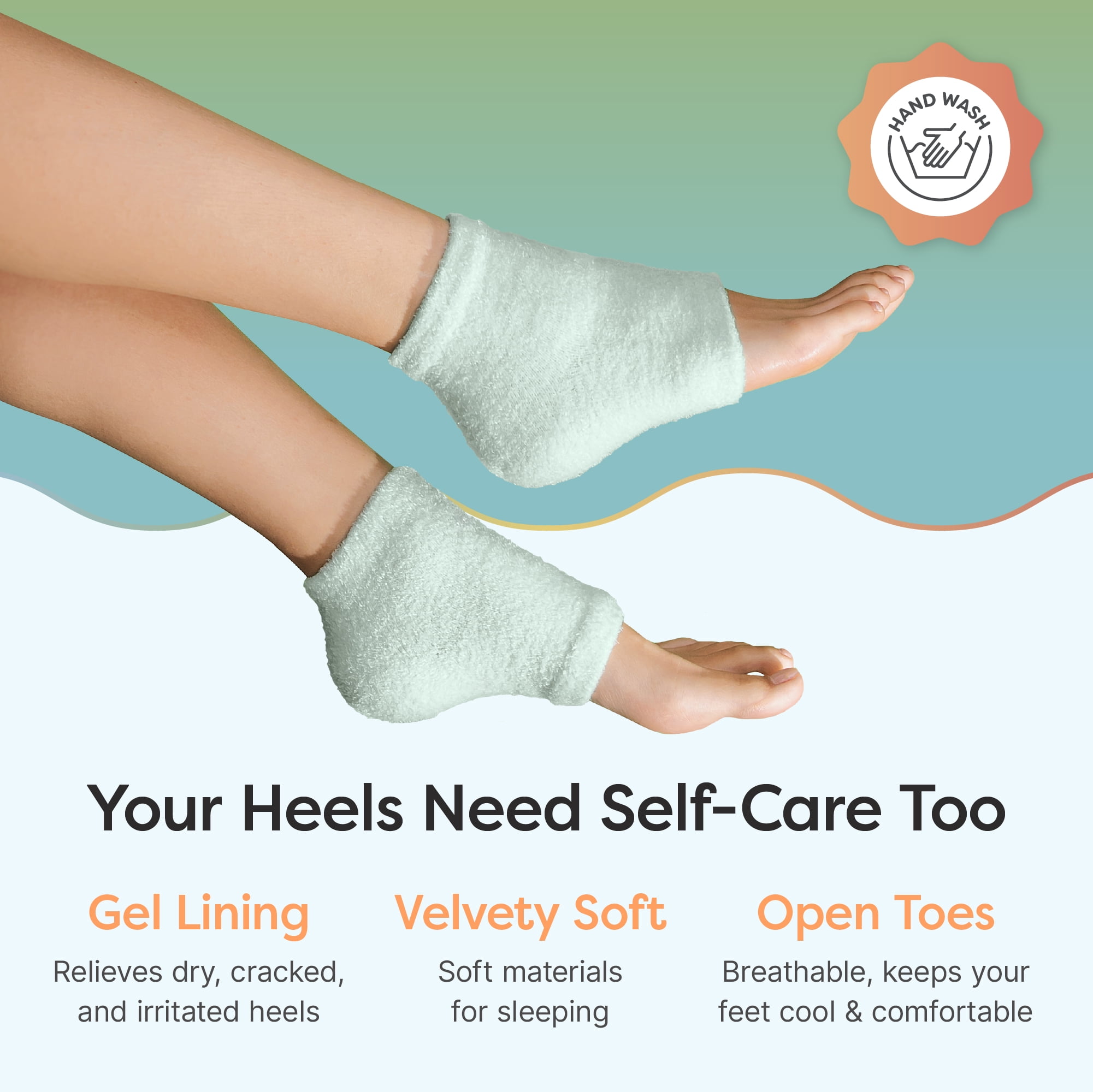 (3 pack) ZenToes Moisturizing Gel Heel Socks for Foot Care and Healing