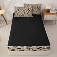 thumbnail image 4 of Manfei Cartoon Cute Bow Zipper Twin Comforter Sets with Fitted Sheet and 2 Pillowcases,Brown Leopard Print Zipper Bedding Set,Black Reversible,4 Pieces, 4 of 7