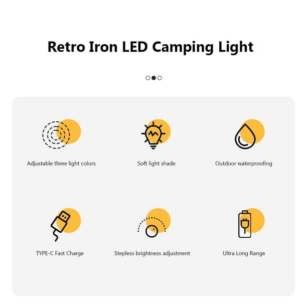 Luz Portátil Para Acampar Lámpara de campamento vintage, luz de viaje regulable, resistente al agua para exteriores (negro A) Tmvgtek Para estrenar