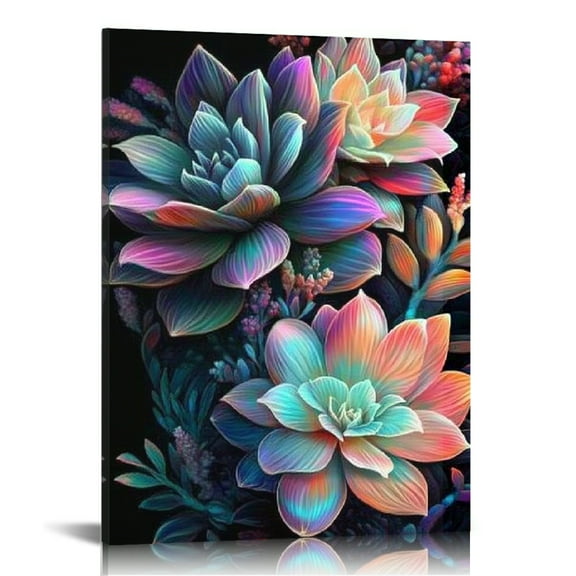 ZFLMY Succulent greenery canvas wall art decoration for bedrooms, dormitories, bathrooms, living rooms 12x16in