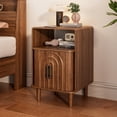 thumbnail image 2 of Mid Century Nightstand Set of 2, Fluted Bedside Tables with Storage, Small Vintage End Tables for Bedroom, Walnut, 2 of 10