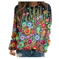 thumbnail image 2 of Nouveaux Hauts pour Femmes 2023 Mode Dames Chandail en Molleton à Manches Longues Col Rond Imprimé Blouse Pull-Over Coupe Décontractée Chandail en Molleton Oversize pour Femmes, 2 of 5