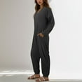 thumbnail image 3 of One Piece Jumpsuits for Women Casual Loose Long Sleeve V Neck Oversized Pajamas Onesie Date Night Rompers, 3 of 6