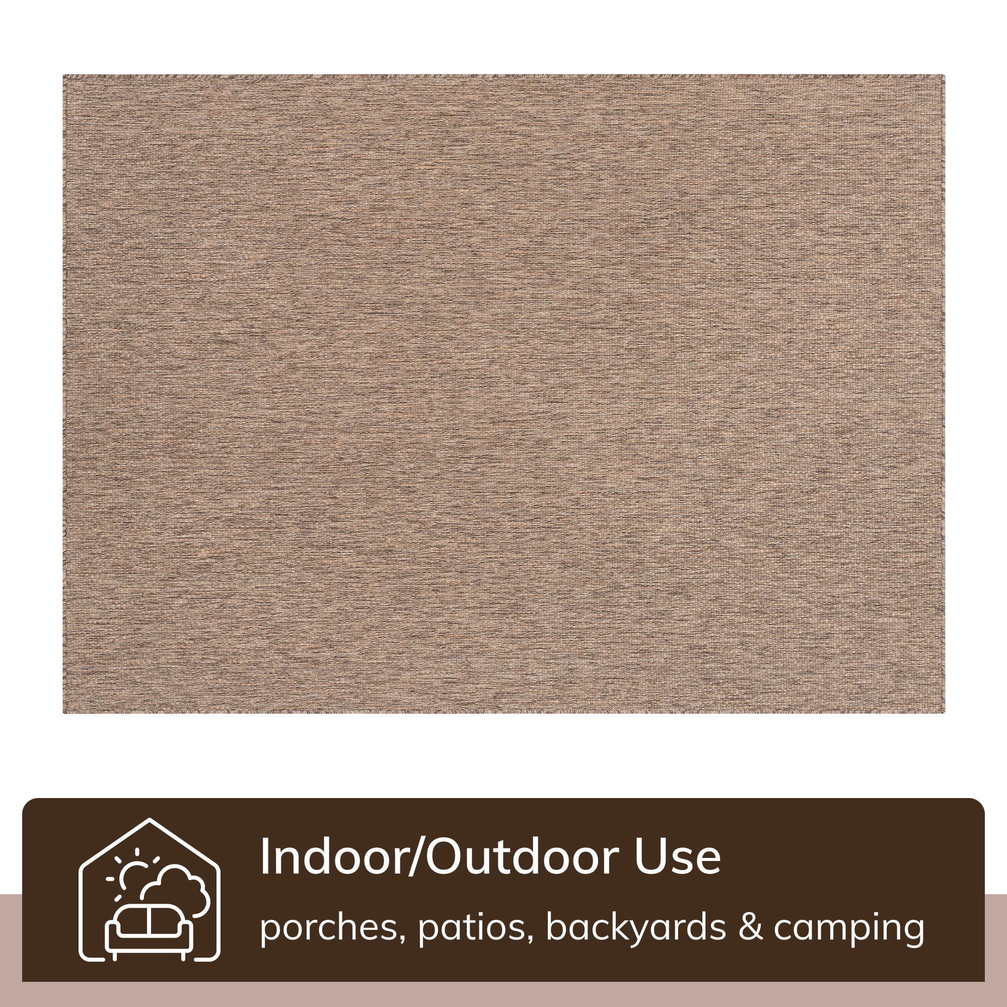 Well Woven Leifen Taupe Indoor / Outdoor Flat Weave Pile Solid Color Pattern Area Rug 8x10 (7'10" x 9'10")