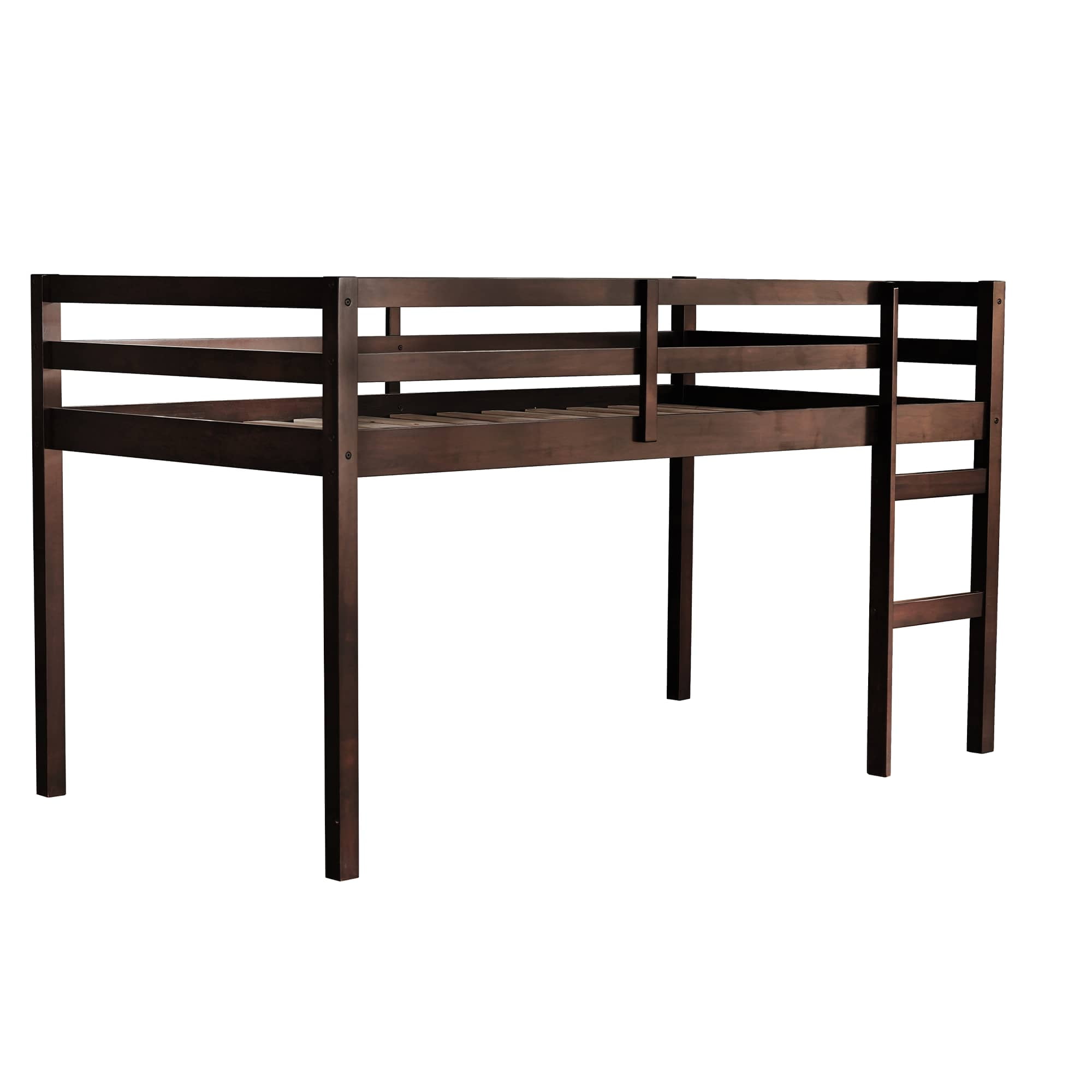 MAYEERTY Twin Loft Bed, with Ladder, Bed Platform of Strengthened Slats , Espresso