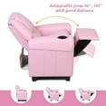 thumbnail image 5 of Costway Kids PU Solid Print Cup Holder Recliner Armchair Sofa Seat Couch Chair, Pink, 5 of 12