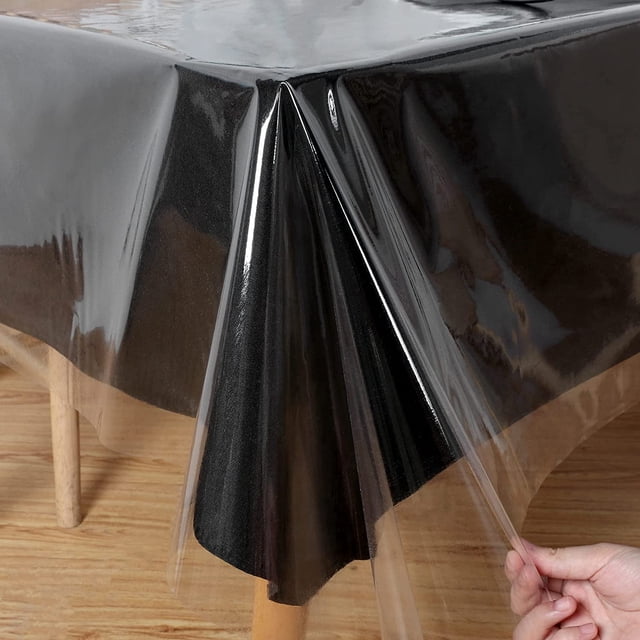 LAICAIW Clear Plastic Tablecloth 54 x 144 Inch, 100% Waterproof Oil-Proof Vinyl PVC Table Protector for Indoor and Outdoor Use, Clear, Rectangle, Wipeable, PVC, Tablecloth