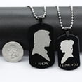 thumbnail image 2 of Uloveido A Pairs of His and Her Couple Necklace Black Stainless Steel Dog Tag Pendant Necklace Engraved Couples' Photo I Iove You I Kow Valentine's Day Gifts for Him and Her Presents ZB246, 2 of 7