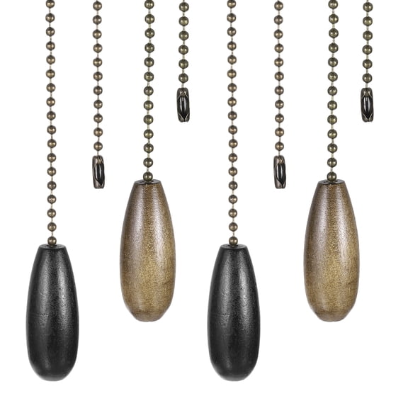 Wooden Ceiling Fan Pull Chain, 4Pcs 12" Decorative Pendant Extension Chains, Black, Walnut Color