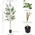 thumbnail image 2 of Fake Olive Tree - 6ft Tall Faux Olive Tree with Pot - Indoor Artificial Plant with Black Weighted Base and Silk Leaves, 2 of 8