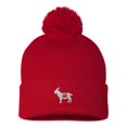 thumbnail image 1 of Adult Goat #12 Embroidered Knit Beanie Pom Cap, 1 of 1