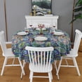 thumbnail image 2 of Blue Pioneer Flower and Paisley Pattern Round Tablecloth 60"x60",Wrinkle Wipeable Table Cloth for Kitchen Dining Room Picnic Patio Party, 2 of 6