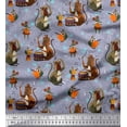 thumbnail image 1 of Soimoi Rayon Fabric Musical Instruments,Monkey & Rat Cartoon Fabric Prints by Yard 56 Inch Wide, 1 of 3