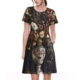 thumbnail image 1 of Disketp Vintage Floral Vase A para Vestido de Manga Corta para Mujeres, Vestidos de Verano para Mujeres, Casual y Holgado para la Playa, 1 of 6