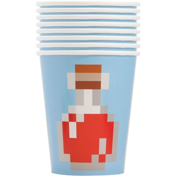 Minecraft Paper Cups, 8ct, Disposable cups hold 9oz.