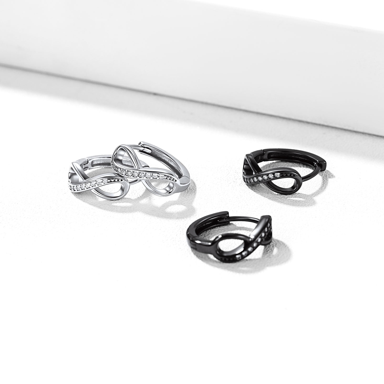 ChicSilver Infinity Small Hoop Earrings 925 Sterling Silver CZ Huggie Earrings for Women Hypoallergenic Christmas Gift Jewelry for Her