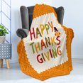 thumbnail image 4 of Thanksgiving Soft Flannel Fleece Throw Blanket, Little Owl with Pilgrims Hat Celebratory Phrase and Polka Dots, Cozy Plush for Indoor and Outdoor Use, 60" x 80", Multicolor and Orange, by Ambesonne, 4 of 5