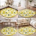 thumbnail image 5 of Yellow Lemon Area Rugs 5' (Round) Floral Leaf Summer Fruit Farmhouse Pastoral Floor Rug&nbsp;Non Slip Low Pile Ultra Soft Throw Carpet for Entryway Indoor Entrance Kitchen Bathroom, 5 of 9