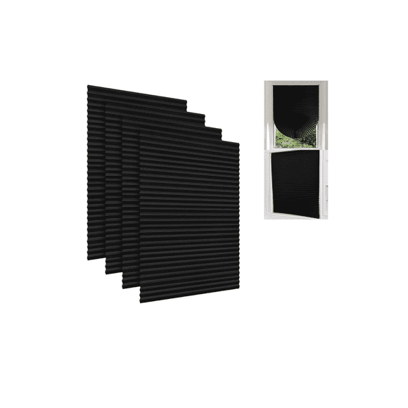 Cortina De Blackout Plisada Para Ventana, Bloquea Luz Estilo 2 90 - 180 cm, Negro