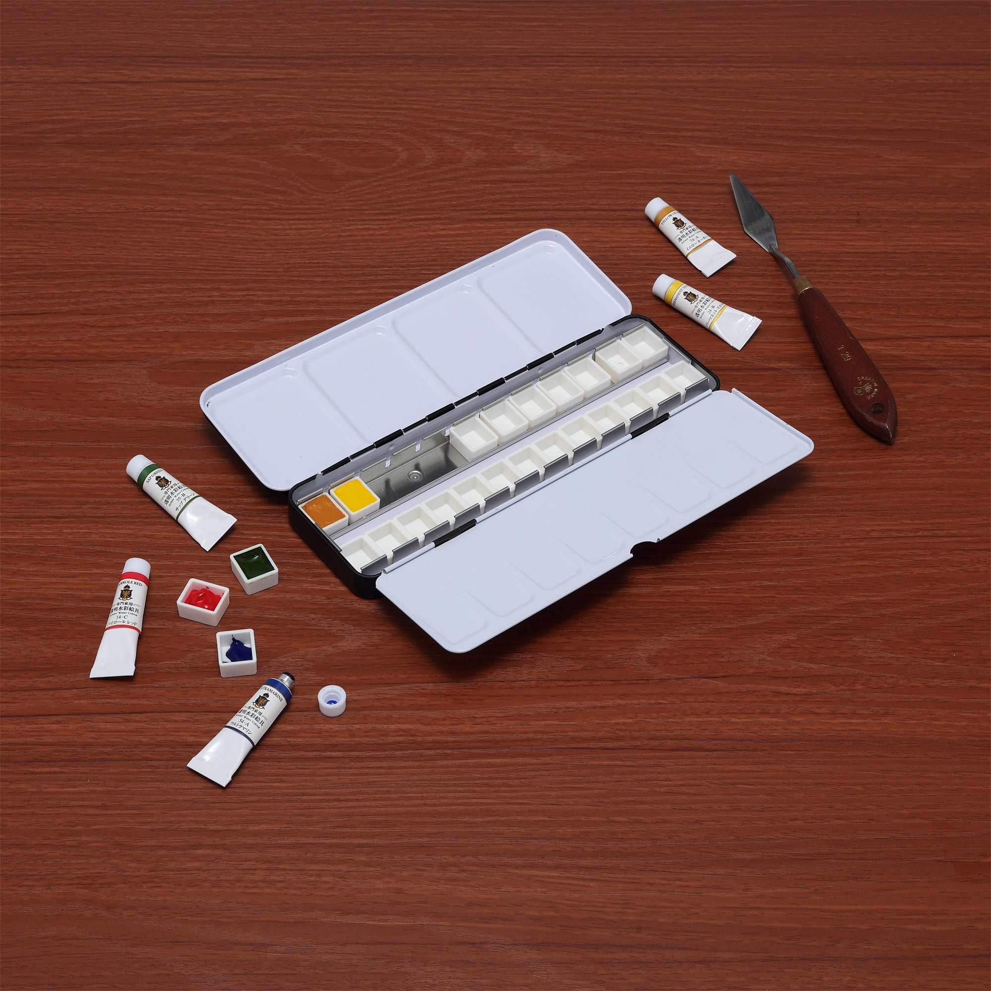 New York Central Watercolor Palettes - Empty Half Pan Boxes and Palette for Artists, Watercolor Painting, Students, Color Theory, & More! - 24 Half Pans
