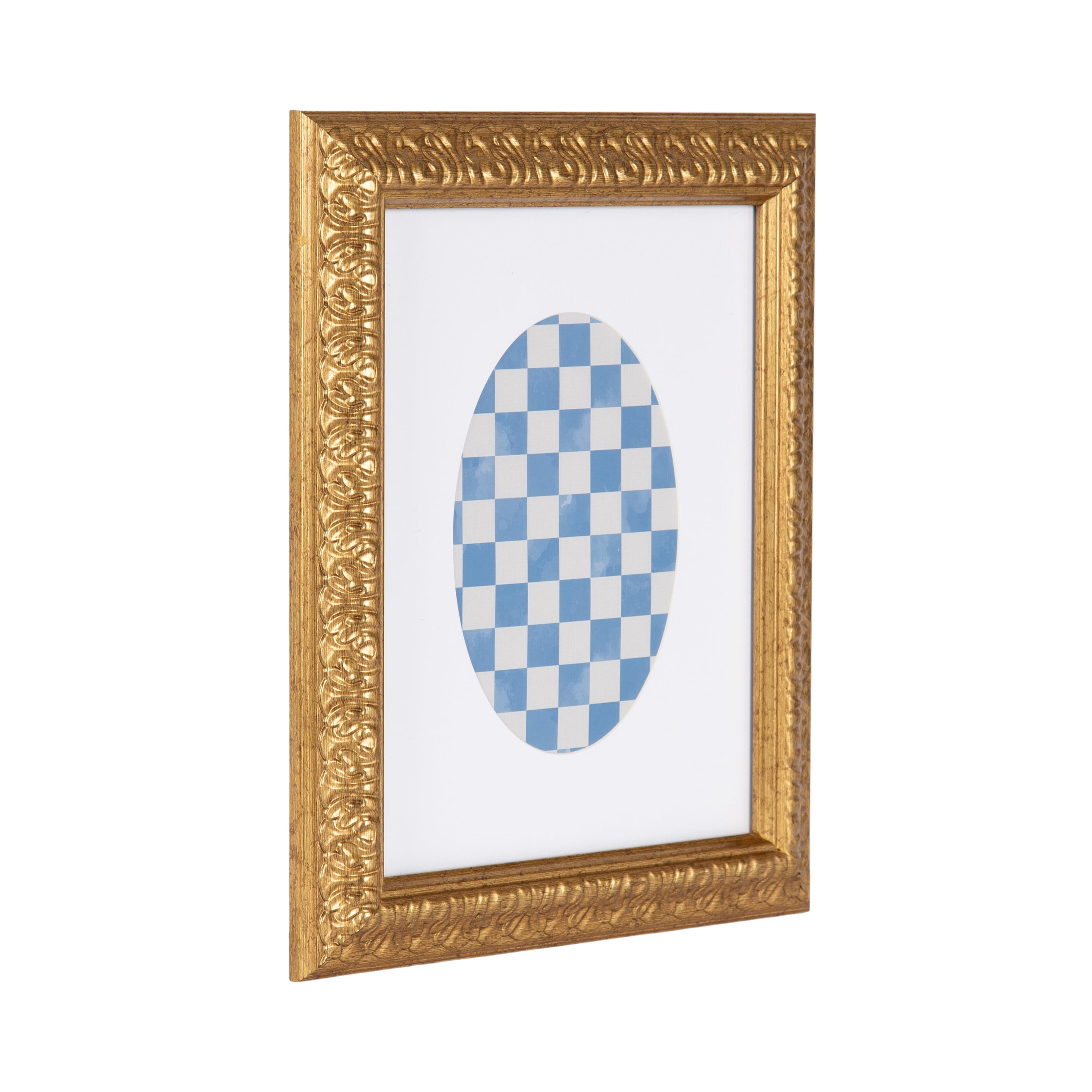 DesignOvation – 5x7 Picture Frame – Ornate Matted Antique Gold Tabletop Photo Frame