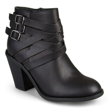 Journee Collection Strap Women's Ankle Boots Color: Black Size: 7