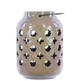 thumbnail image 4 of Ceramic Lantern with Metal Handle Octagram and 4-Point Star Design - Gray, 4 of 4