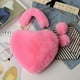 thumbnail image 1 of Bolso de mano de peluche, bolso portátil con forma de corazón de melocotón, bolso con cadena, bolso bandolera, 1 of 1