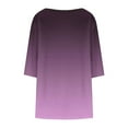 thumbnail image 5 of Viluyesy Big Size Round Neck T-Shirt for Womens 3/4 Sleeves Shirt Tops Loose Blouse Purple Size 4XL, 5 of 6