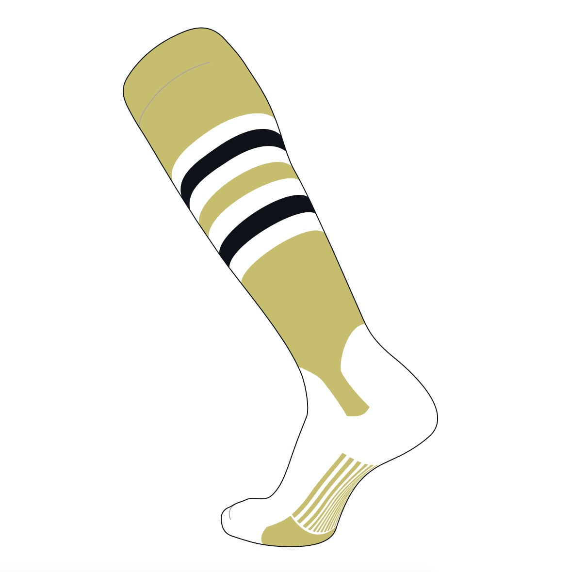 TCK Elite Baseball Knee High Stirrup Socks (I, 5in) Vegas Gold, White