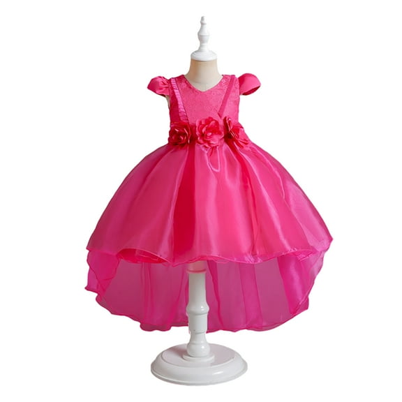 XBASW 4-12T Baby Kids Girls Lace Tulle Dress Flower Girl Princess Dress Toddler Bridesmaid Pageant Party Gown Dress for Girls