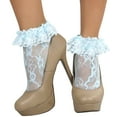 thumbnail image 6 of ToBeInStyle Women's Floral Lace Ruffle Trim Ankle High Socks - Baby Blue, 6 of 6