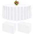 thumbnail image 1 of Qucyy 24 Pack White Round Tablecloths, 60 Inch White Plastic Disposable Table Cloth, White Plastic Table Cloths for Parties, Picnic, Birthday, Wedding,Outdoor, 1 of 5