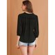 thumbnail image 5 of Blusa de trabajo Allegra K Semitransparente con corbata de Cuello Manga 3/4 Negro L, 5 of 6