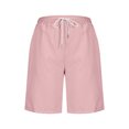 thumbnail image 5 of RYRJJ Women's Bermuda Long Shorts with Pockets High Waisted Knee Length Shorts for Women Walking Athletic Workout Yoga(Pink,L), 5 of 6