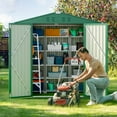thumbnail image 5 of Storage Shed, Lofka 6x4 Ft Sheds & Outdoor Storage, Lockable Metal Garden Shed, Tool Shed Tiny House Vertical Outside Storage Building for Backyard, Lawn, Patio, Bike, Green, 5 of 8