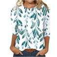thumbnail image 2 of CHUANK Blouses pour Femmes Grande Taille Mode pour Femmes T-shirt Imprimé Ample Mi-Long Manches 3/4 Col Rond Hauts Décontractés, 2 of 5