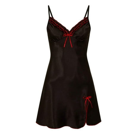 

Skksst Womens Sexy Stain Silk Lingerie Sleepwear Cami Mini Dress Nightdress