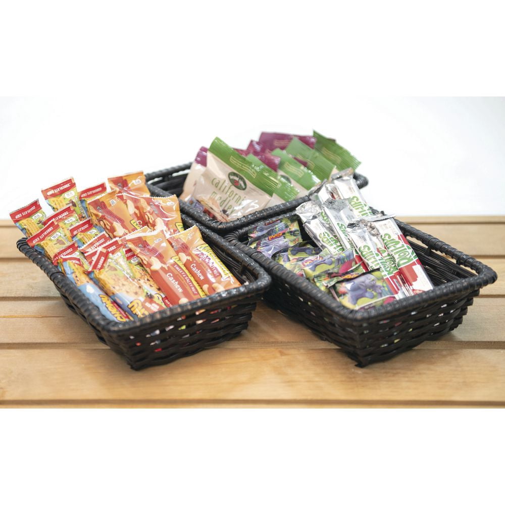 HUBERT Wicker Storage Basket Black Plastic - 10" L x 7 1/2 W x 3" H
